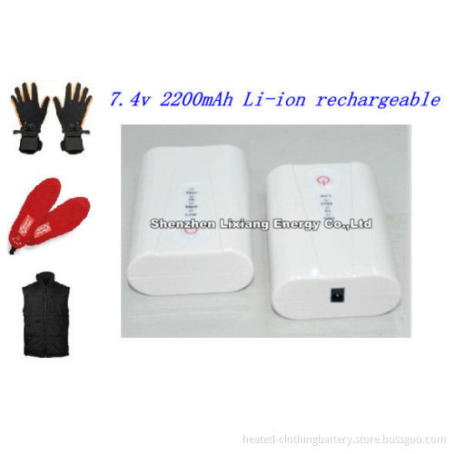 Lithium 7.4v 2200mah Heated Jacket Battery For Heated Vest And Gloves